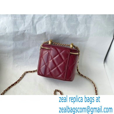 chanel Calfskin  &  Gold-Tone Metal BURGUNDY SMALL VANITY WITH CHAIN ap2292